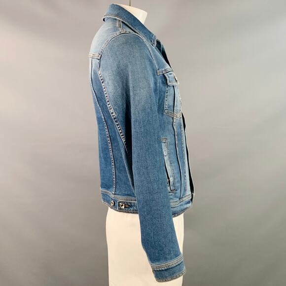 DOLCE & GABBANA Size L Blue Cotton Blend Denim Trucker Jacket - Picture 3 of 8